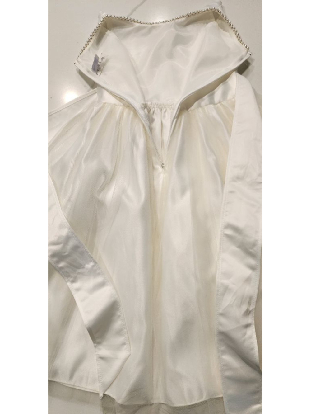 Sweet Kids Ivory Flower Girl Dress Size 8 Pearl Trim Satin Tulle Formal Wedding - Picture 6 of 10